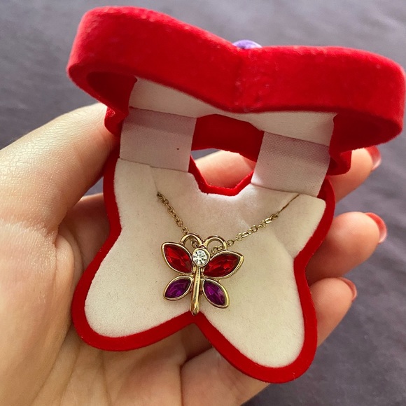 Gold 2000s Multicoloured Butterfly Necklace - Picture 6 of 7